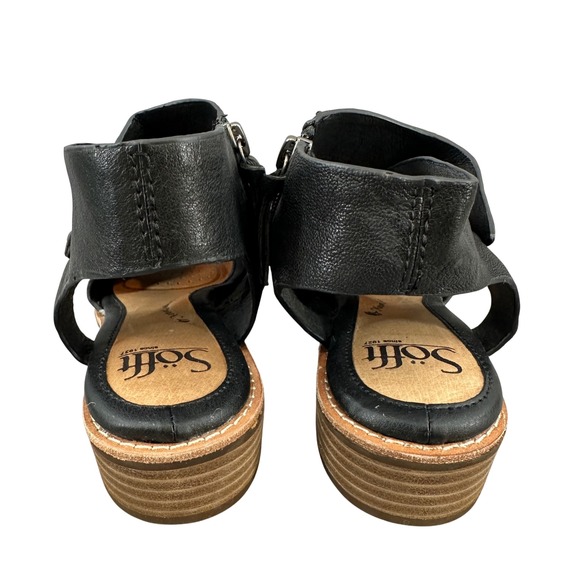 Sofft Naoma Leather Black Sandal Women 6.5 Minimalist - Picture 4 of 12
